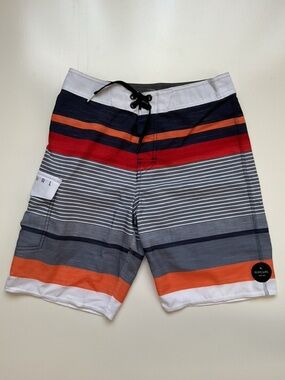 Rip Curl Sz 26 (12) Board Shorts/Swim Trunks, Stripes Gray, Orange